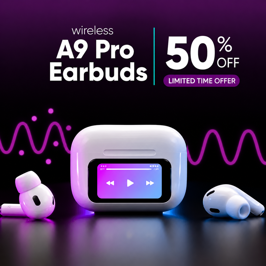 A9 Pro Wireless Earbuds With Smart Display