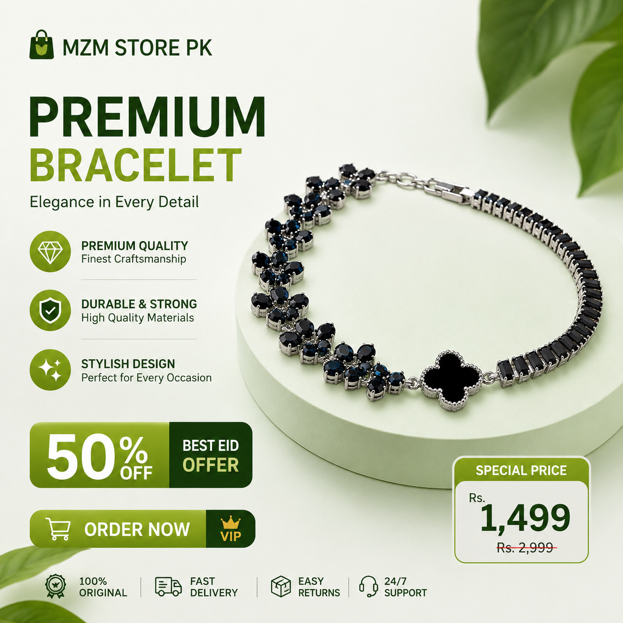 Luxury Couple Bracelet || Royal Black Diamond Style Bracelet